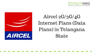 Aircel 2G/3G/4G Internet Plans (Data Plans) in Telangana State