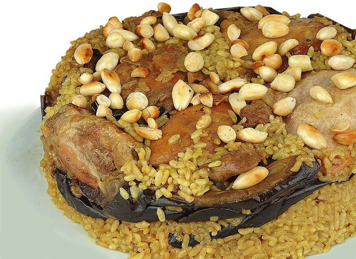  Salmorrejo Paella árabe. Maqlouba o maqlube