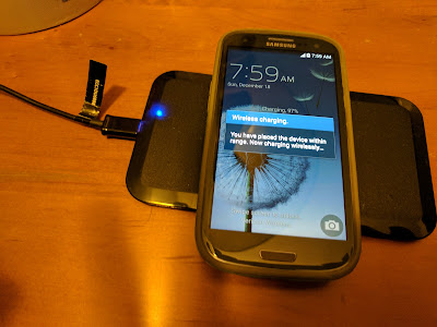 The Device can Lie Lengthwise, or Across the Charger Pad The S3 or other device can lie along the pad lengthwise, or across the middle.