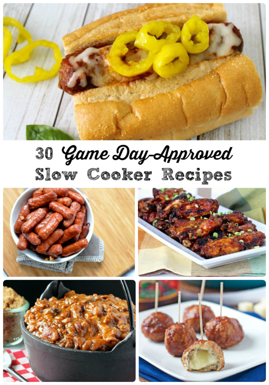 30 Game Day-Approved Slow Cooker Recipes- from appetizers to chilis to sandwich fixings & more!