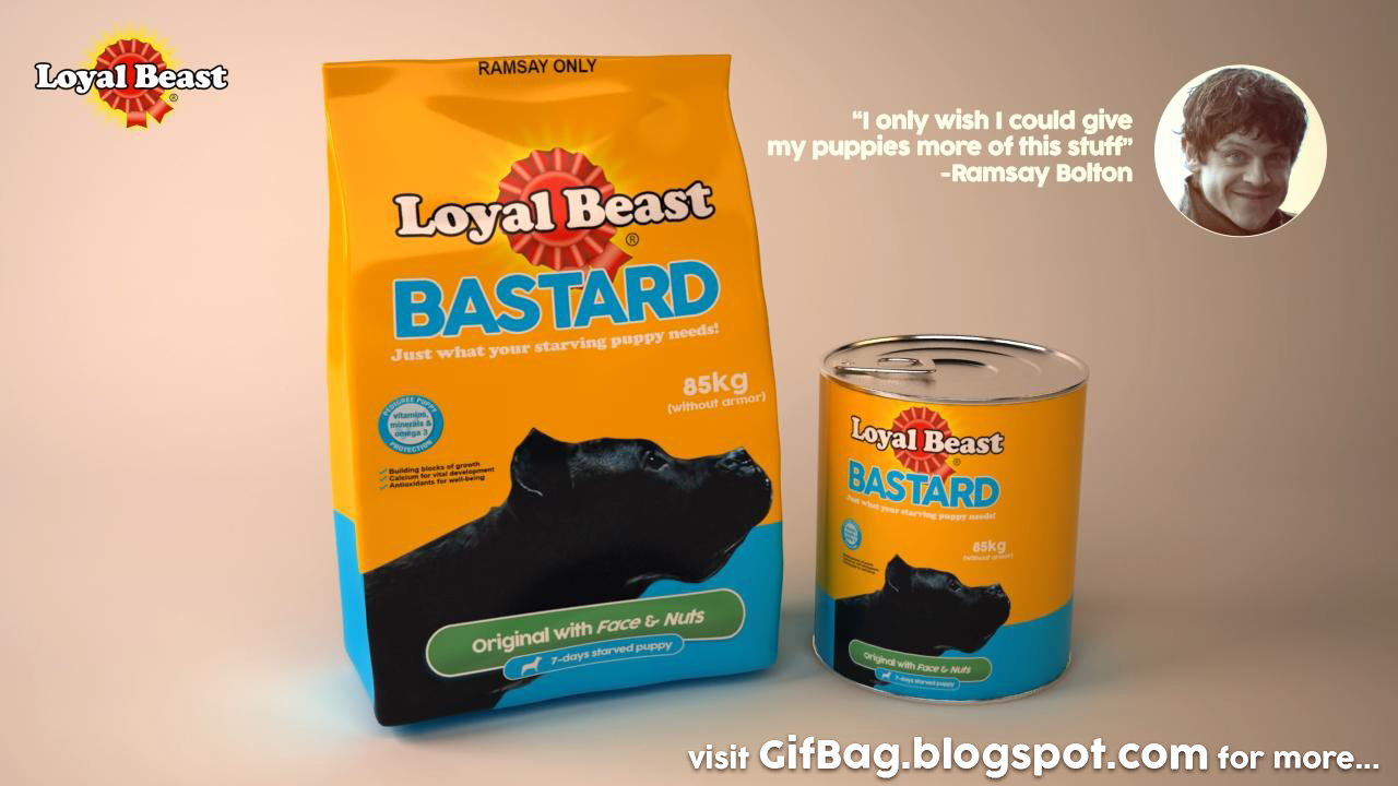 gif bag Ramsay Bolton's dog food