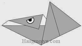 Bước 9: Vẽ mắt để hoàn thành cách xếp con thằn lằn bay Preranodon bằng giấy origami đơn giản