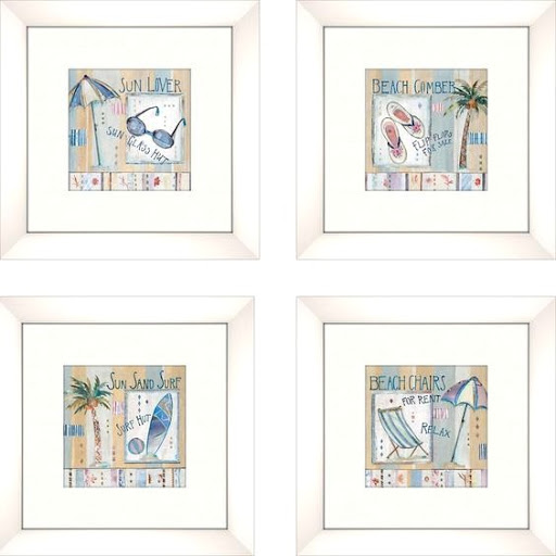 Beach Wall Art Set with Quotes