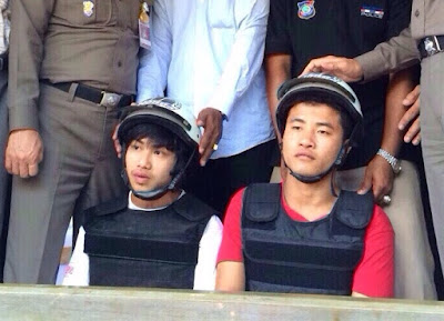 Burmese migrant workers Wai Phyo (left) and Zaw Lin
