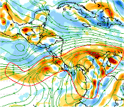 Pronóstico de vorticidad para el 2 de abril de 2013 de acuerdo al modelo GFS . vort gfs abr 
