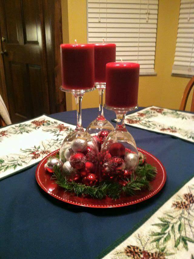 Centros De Mesa Con Copas De Vidrio Para Navidad Decoración Del Hogar