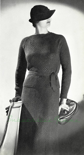 The Vintage Pattern Files: Free 1930's Knitting Pattern - Bantry Skirt and Blouse 