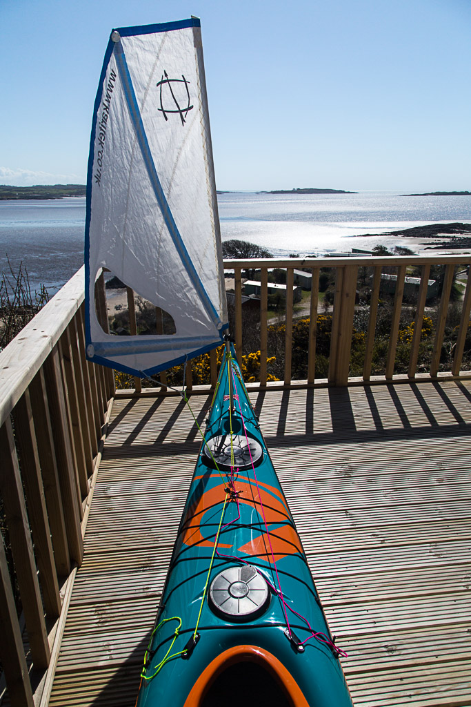 Sea kayaking with Fitting a Flat Earth Kayak Sail to a P&H Aries 155.
