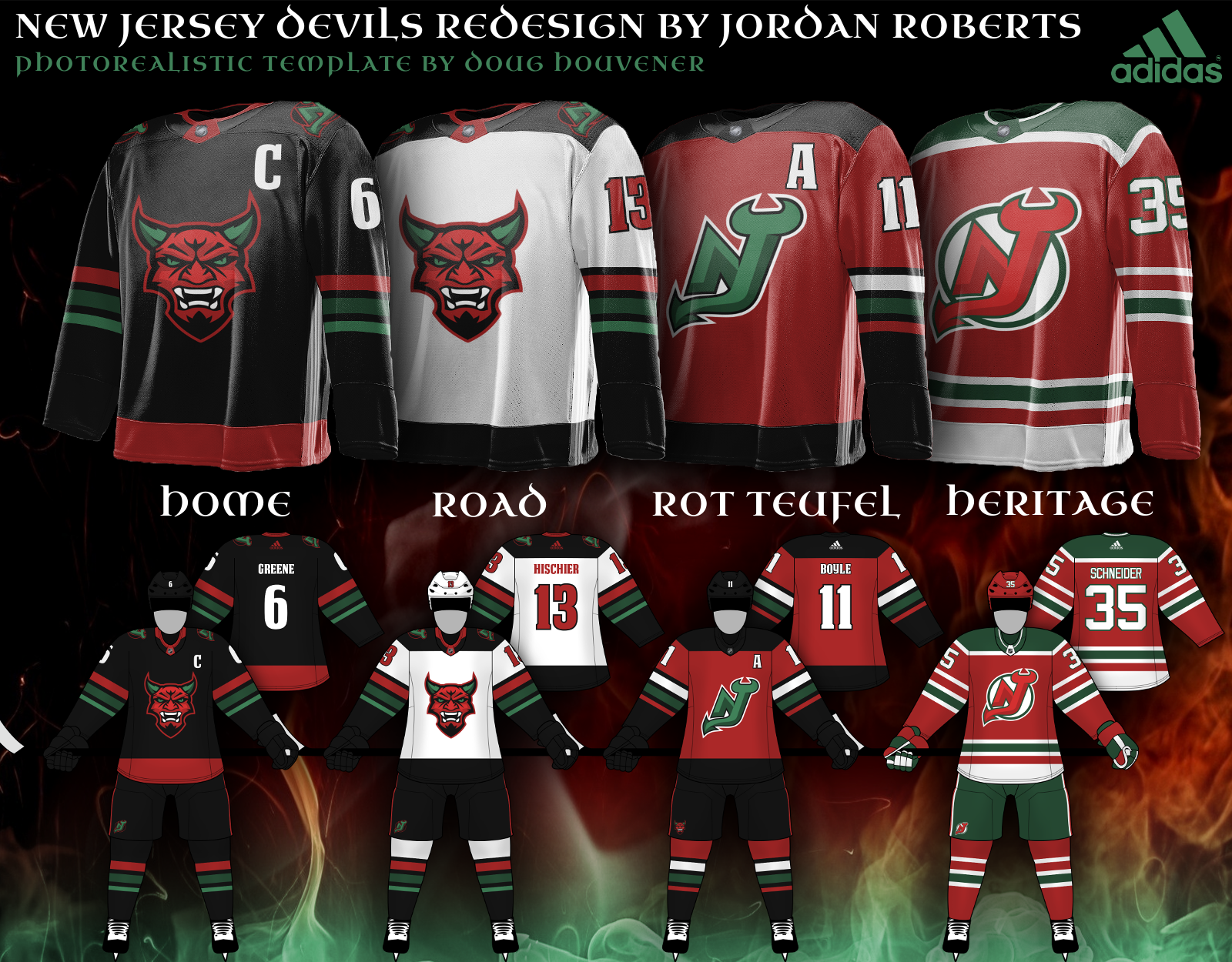 I'm no photoshop master but I made a new alternate heritage jersey : r/ devils