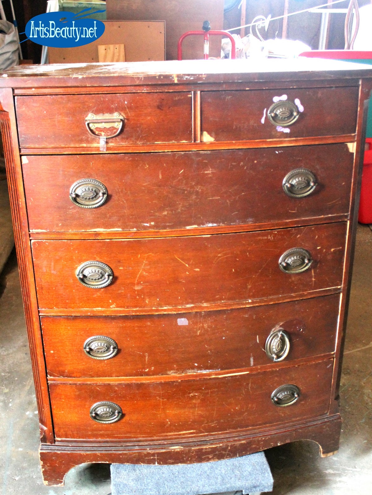 ART IS BEAUTY Bruised and Battered DRESSER turned Blue Beauty, and How