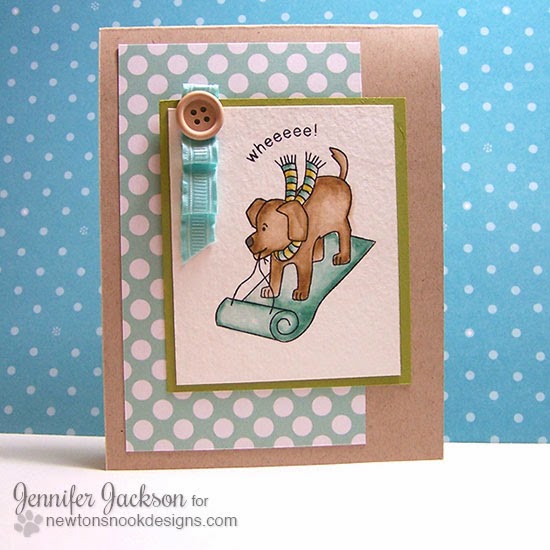 Sledding Puppy Card using Snow Day Stamp set from Newton's Nook Designs!