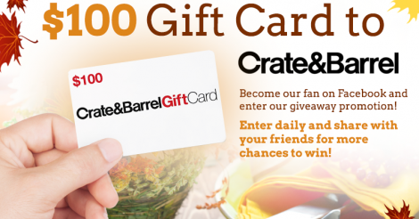Krazy Kat Freebies: $100 Crate &amp; Barrel Gift Card
