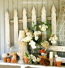 used old garden fencing as wall art  - raid the garden shed for materials to use in your spring decorating - inside and out! homewardFOUNDdecor