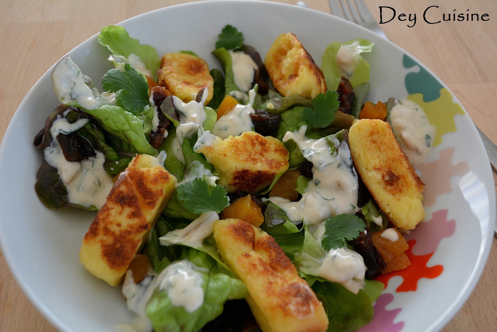 Dey Cuisine Quenelles De Polenta Poelees Salade De Fruits Secs Sauce Yaourt