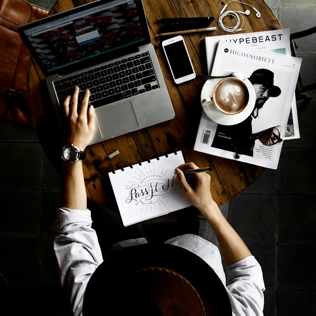 Woman working online