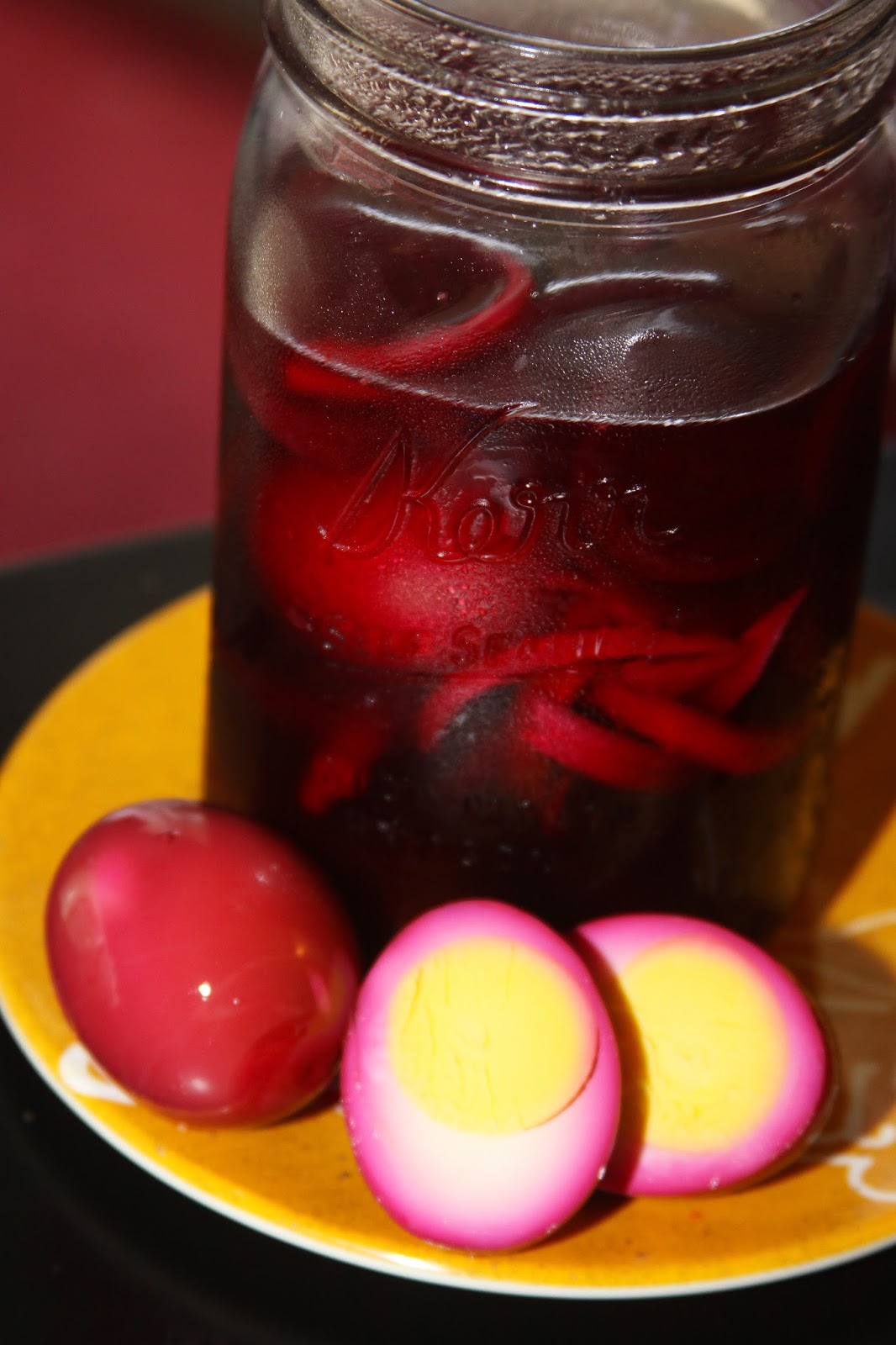 For the Love of Food Pretty Pink Pickled Eggs with Beets and Onions