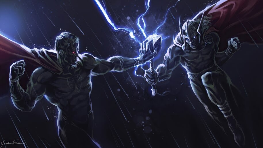 Superman vs. Thor, Marvel, DC, Superheroes, 4K, #6.1176