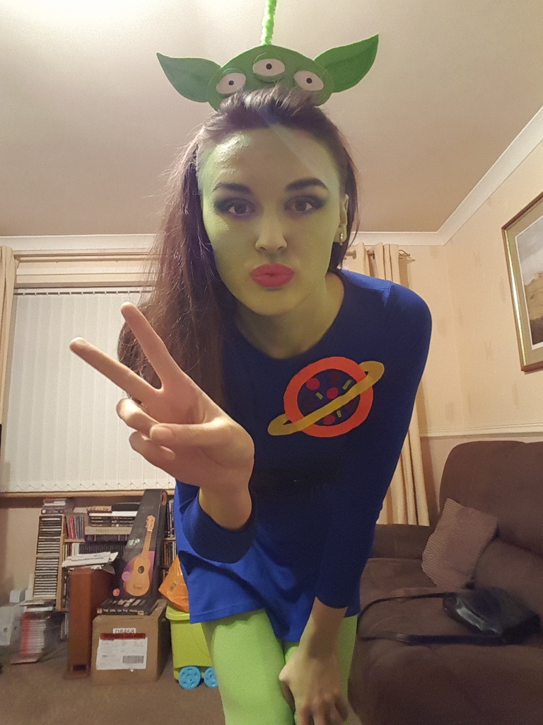 Hazel Stewart Art Toy Story Alien Costume and MakeUp