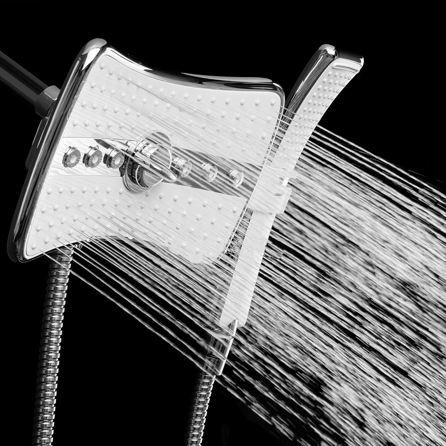 4 Setting MultiFunction Waterfall Rainfall ABS Chrome Shower Head Wand