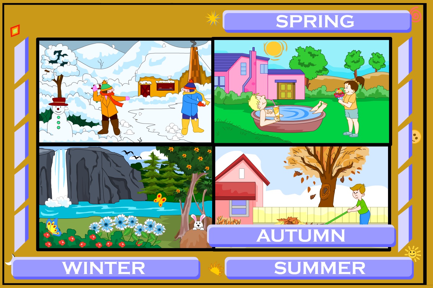 Игра том времена года. Времена года рисунок для детей. Seasons для детей. Seasons картинки для детей.