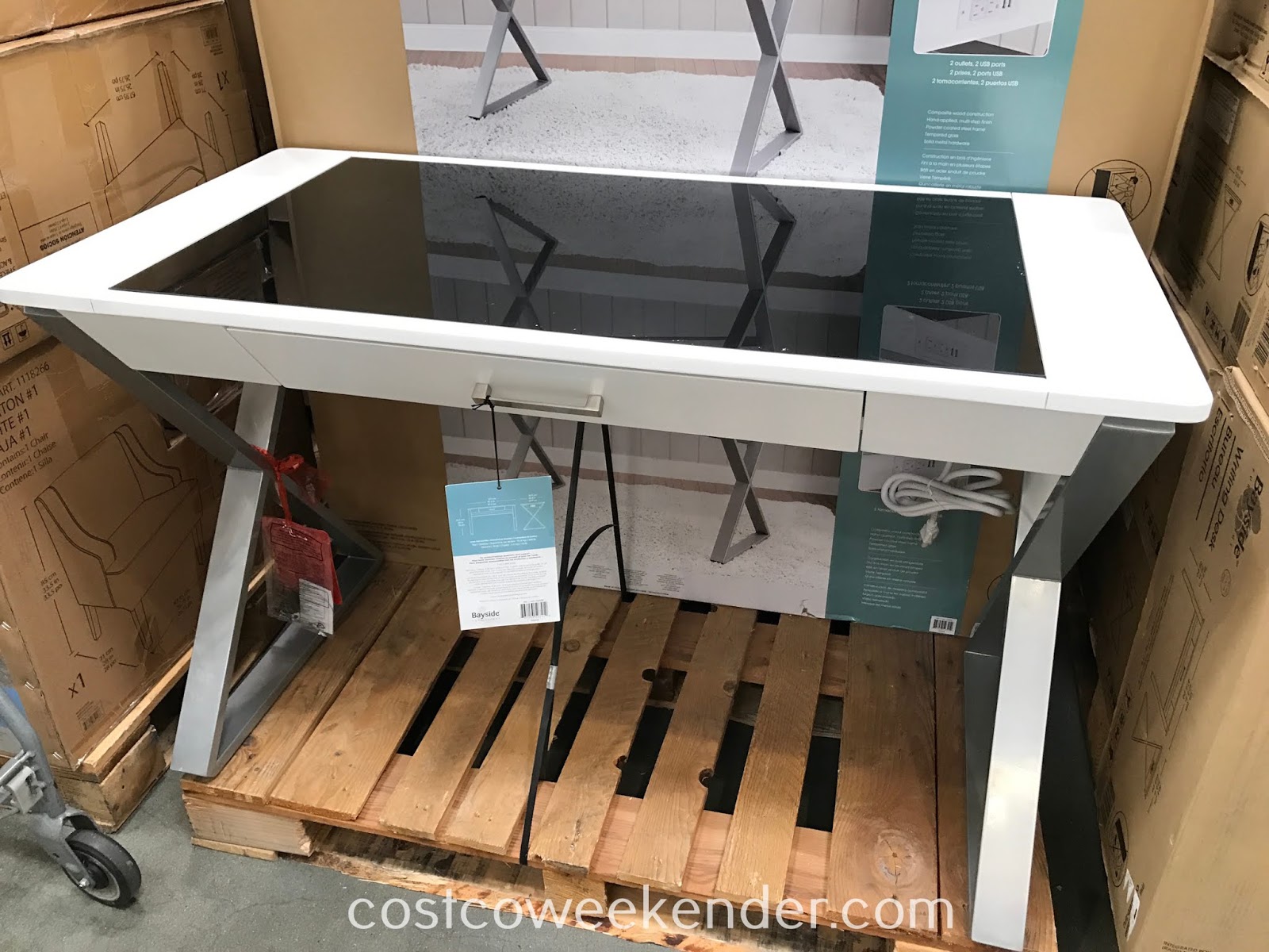 Bayside Furnishings White Wood Writing Desk Costco Weekender