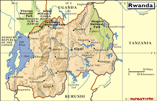 RWANDA - GEOGRAPHICAL MAPS OF RWANDA