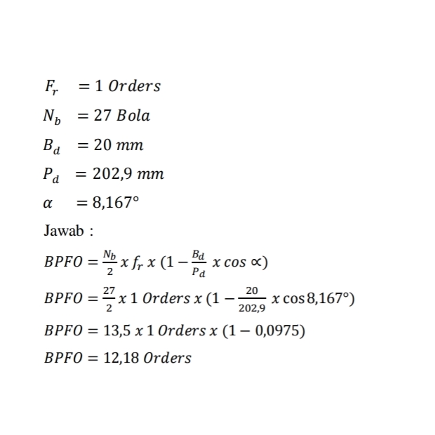 ANALISA PERHITUNGAN JENIS KERUSAKAN BEARING DALAM METODE PERAWATAN