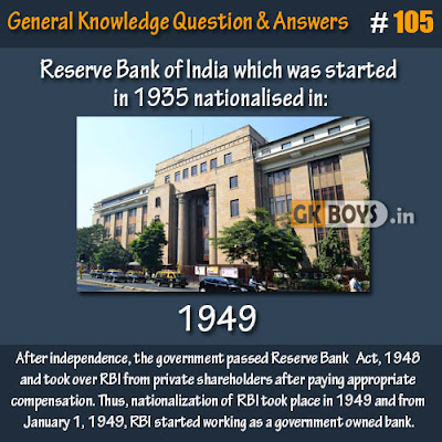 Reserve Bank of India which was started in 1935 nationalised in: