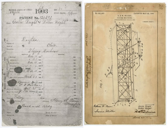 Los documentos de la patente de los hermanos Wright 