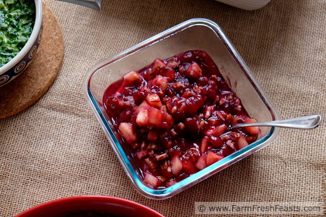 Recipe for a quick and easy 3 ingredient side dish that tastes fresh, sweet, cool and crunchy all at once. Jazz up a can of whole berry cranberry sauce with fresh pineapple and toasted pecans, and perk up your holiday table.