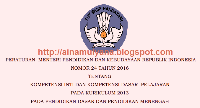 Permendikbud Nomor 24 Tahun 2016 Tentang KI Dan Kd Kurikulum 2013 Pendidikan Dasar Dan Pendidikan Menengah
