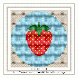 STRAWBERRY FRUIT ICON, FREE AND EASY PRINTABLE CROSS STITCH PATTERN