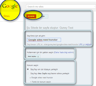 Google Sites Sayfa oluştur