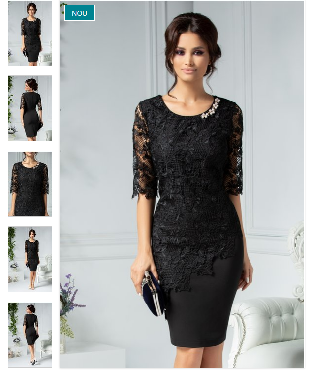 Rochie scurta eleganta de iarna neagra de ocazie din dantela Rochie scurta eleganta de iarna neagra de ocazie din dantela