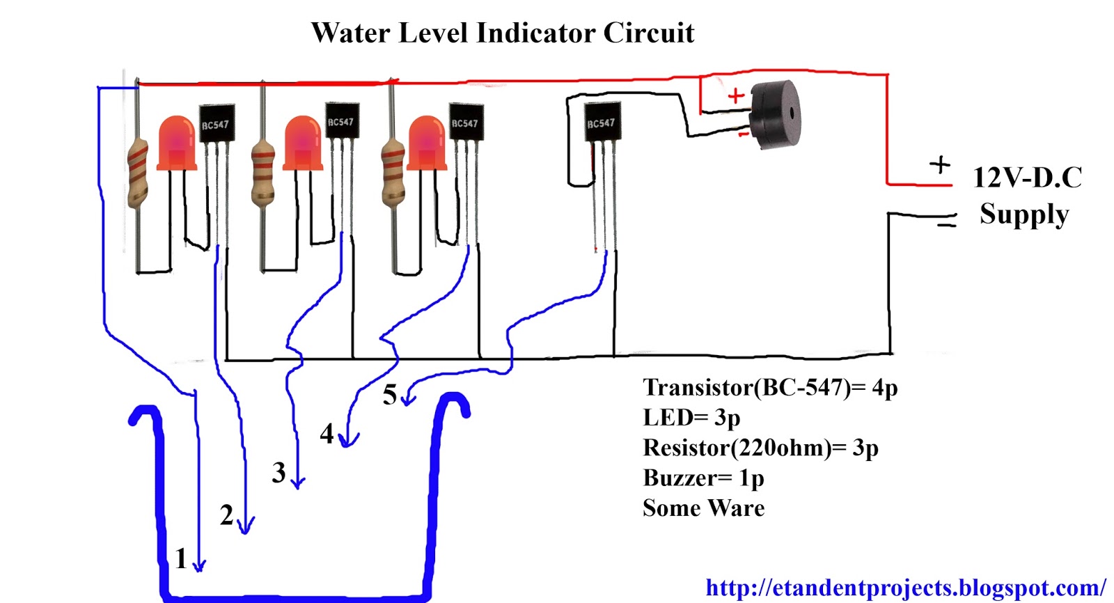 Water Level Indicator Circuit Diagram
