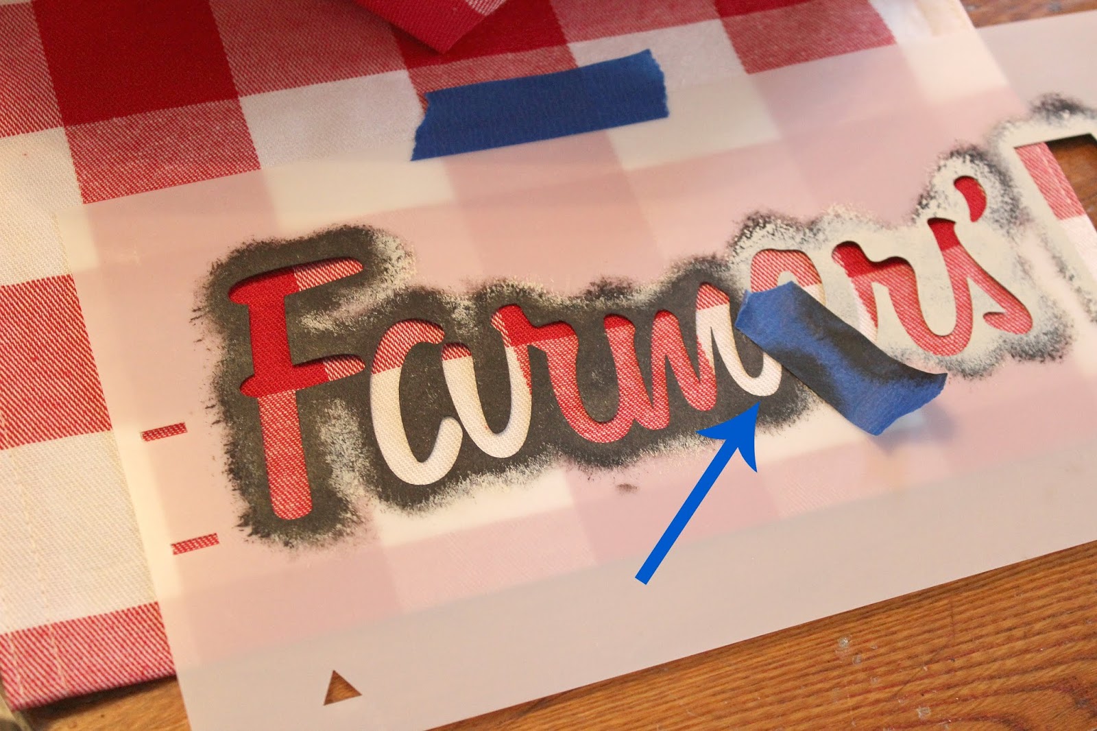 DIY Farmhouse Style Stenciled Hobby Lobby Buffalo Check Kitchen Linens