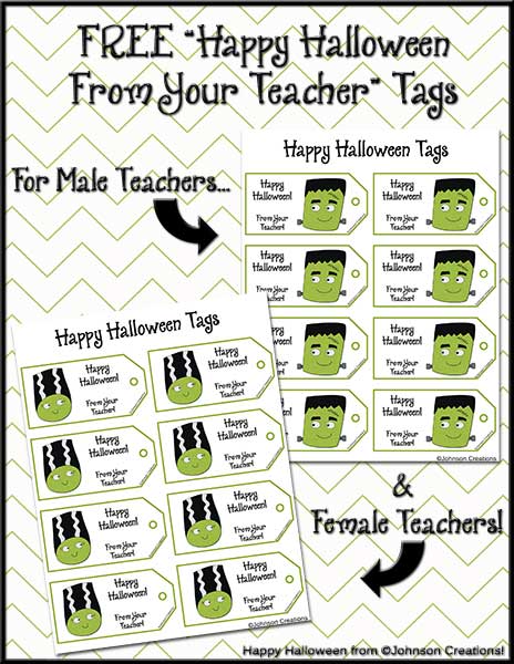 Johnson Creations: Free " Happy Halloween From Your Teacher" Tags