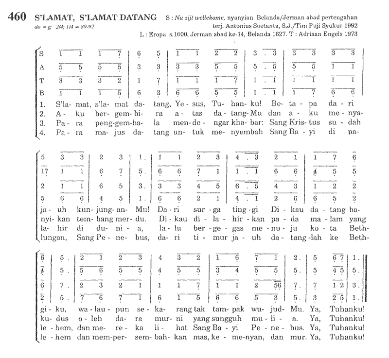 Puji Syukur 460 Slamat Slamat Datang