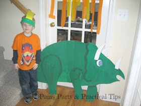 Cardboard Triceratops for Dinosaur Party 