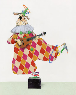 illustration by robert wagt of a dog juggling at the circus