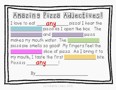 What Happens in 27...: Amazing Pizza Adjectives - FREE PRINTABLE