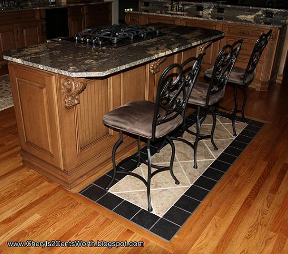 Cheryl's 2 Cents' Worth Tile "Rug" Installed in Hardwood Floor
