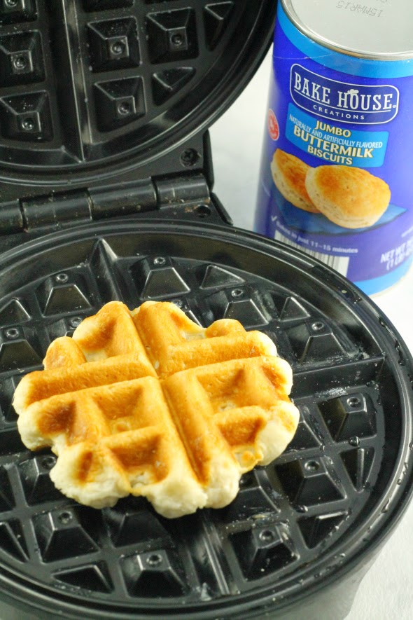 Easy Biscuit Waffles using a tube of biscuits! 