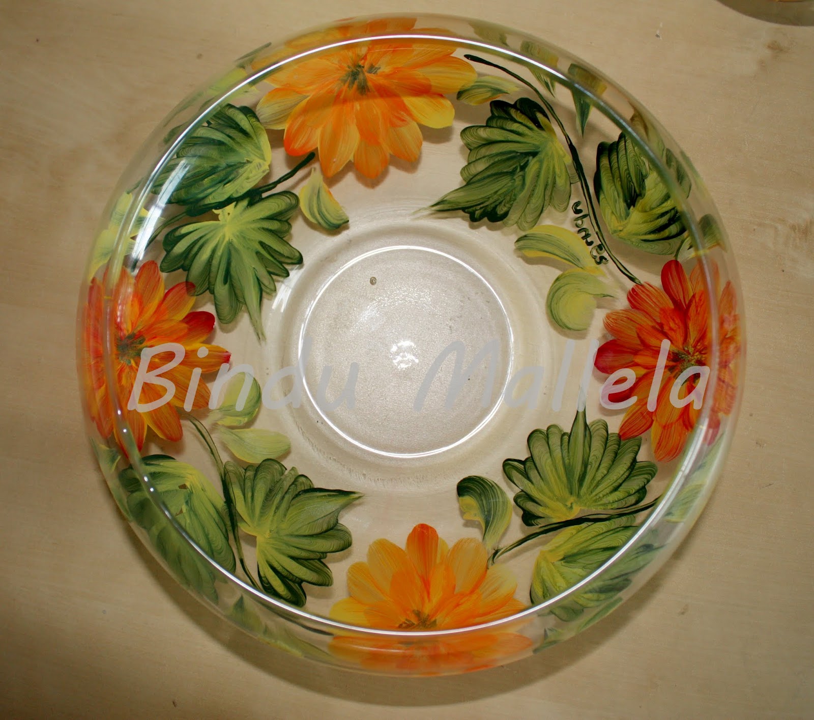 crazy for colors! Hand painted glass bowls......