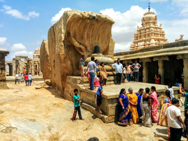 The shiva linga protected by the Nagas at Lepakshi temple, Andhra Pradesh