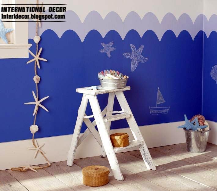 blue color scheme for kids, children room in marine style