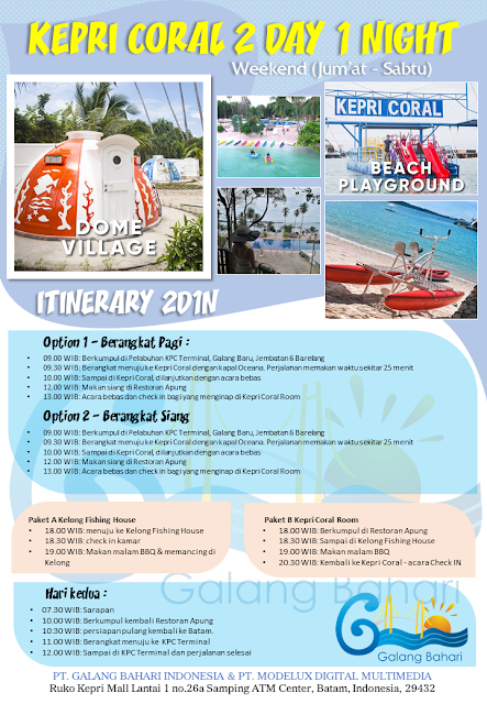 085-33-66-555-45 Kepri Coral ONE DAY TRIP Paket Menginap Batam Wisata Promotion Modelux Digital Galang Bahari