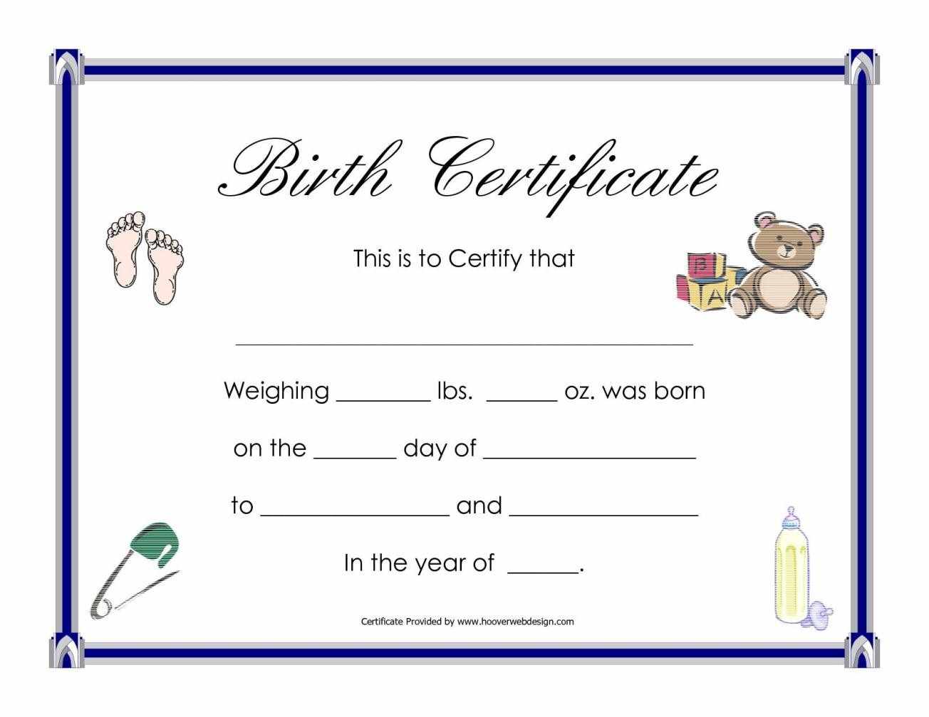 Certificate Templates Sample Birth Certificates