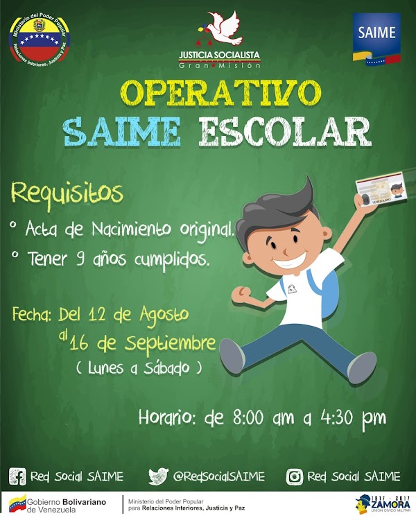 Estas son nuestras oficinas desplegadas en los estados para atender a los niños de la Patria durante el Operativo Saime Escolar Estas son nuestras oficinas desplegadas en los estados para atender a los niños de la Patria durante el Operativo Saime Escolar