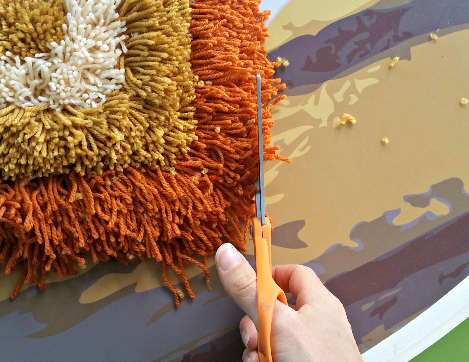 cupcake cutie DIY latch hook wall hanging